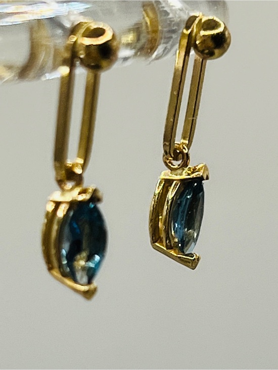 Bony Levy Jewelry - London Blue Marquise 14k Yellow Gold Drop Earrings. Brand new!